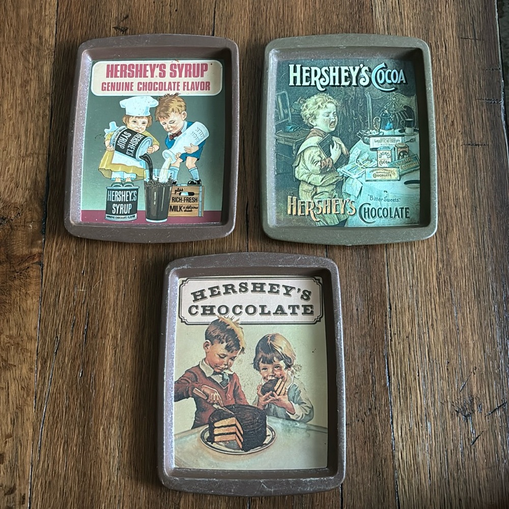 3 Vintage Hersheys Chocolate Trays